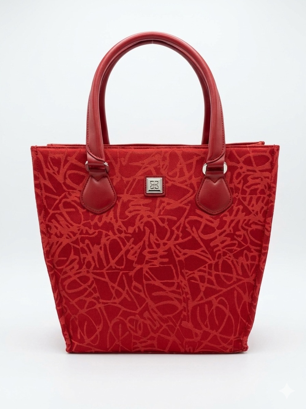 Vintage Diane Von Furstenberg Red Patterned Tote with Top Handles